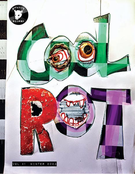 Cool Rot Vol 1 cover featuring checkerboard, logo and wacky eyes as the oo's in cool and a teethy open mouth as the o in rot
